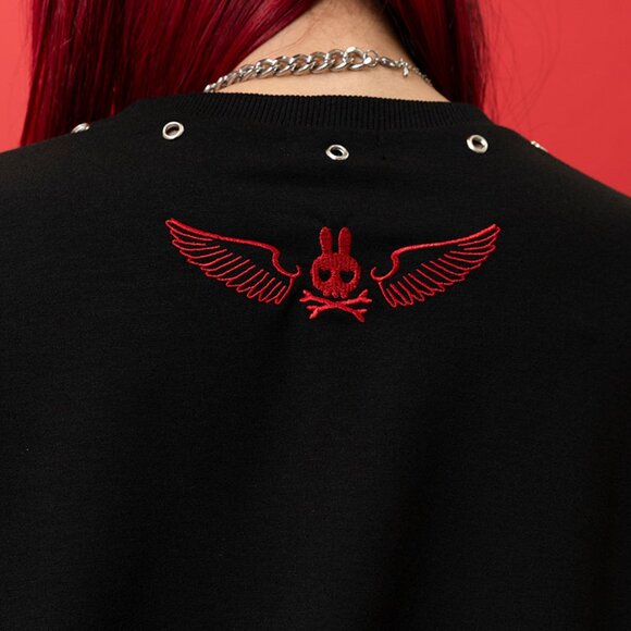 NEW ACDC RAG Bunny Dolls Punky Bunny Black Red Long Sleeves Oversized Tee - Picture 8 of 9